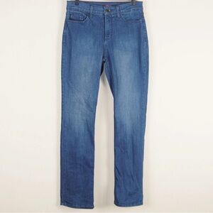 NYDJ Lift Tuck Blue Stretch Marilyn Straight Blue Jeans Womens Sz 8